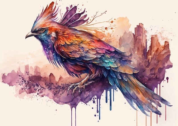 水彩风格鸟类艺术插画