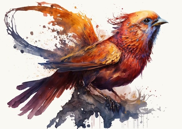 水彩风格鸟类艺术插画