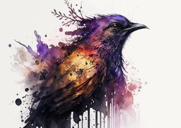 水彩风格鸟类艺术插画