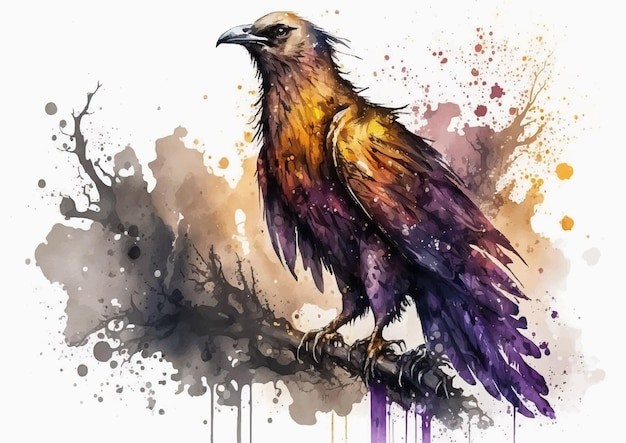 水彩风格鸟类艺术插画