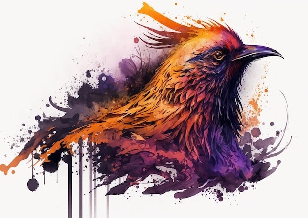 水彩风格鸟类艺术插画