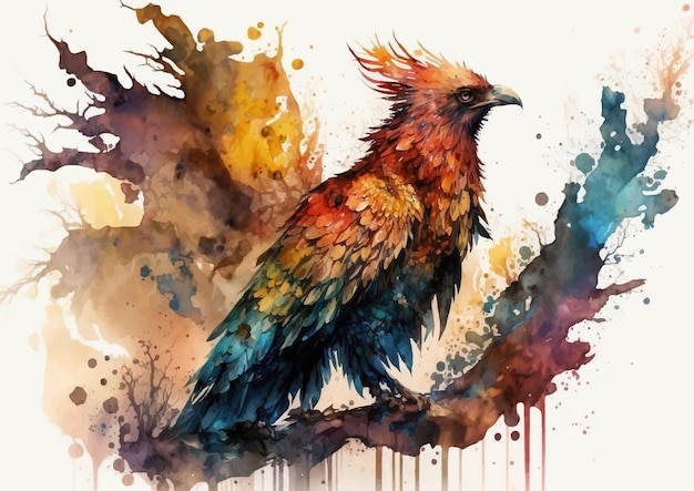 水彩风格鸟类艺术插画