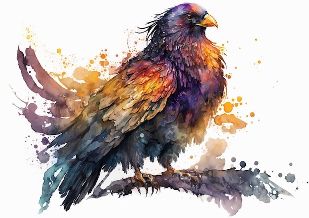 水彩风格鸟类艺术插画