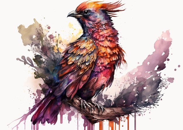 水彩风格鸟类艺术插画