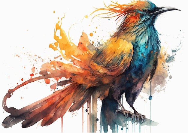 水彩风格鸟类艺术插画