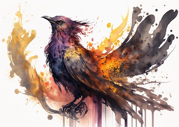 水彩风格鸟类艺术插画