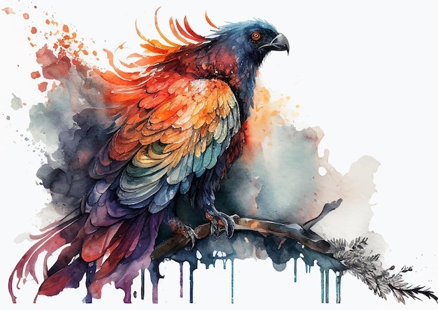 水彩风格鸟类艺术插画