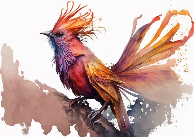 水彩风格鸟类艺术插画