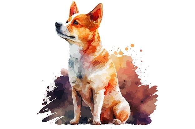 水彩风格动物小狗艺术插画