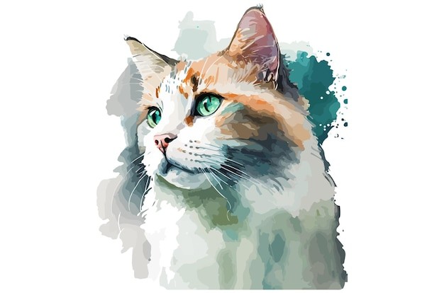 水彩风格动物小猫艺术插画