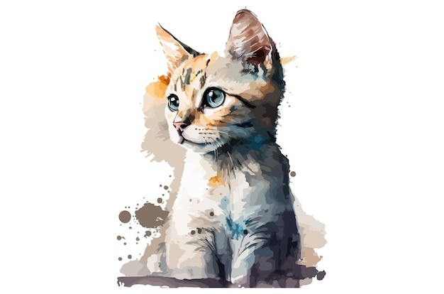 水彩风格动物小猫艺术插画