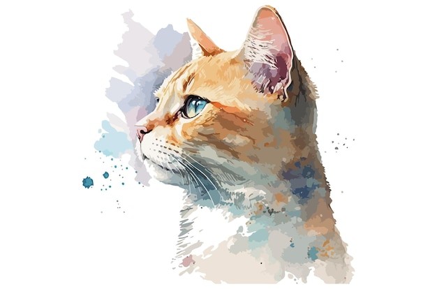 水彩风格动物小猫艺术插画