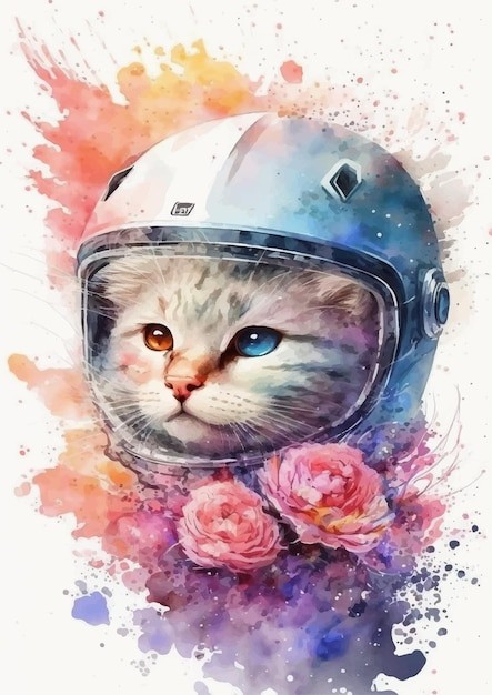 水彩风格安哥拉猫艺术插画