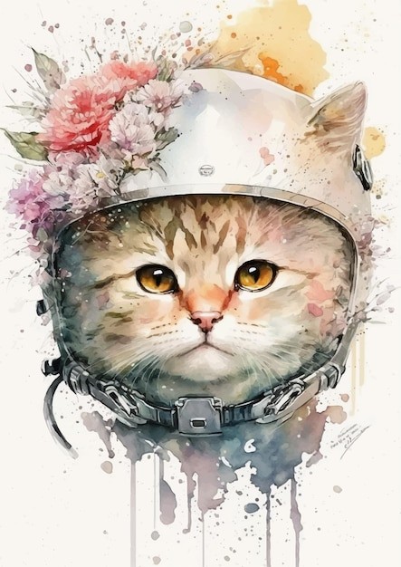 水彩风格安哥拉猫艺术插画