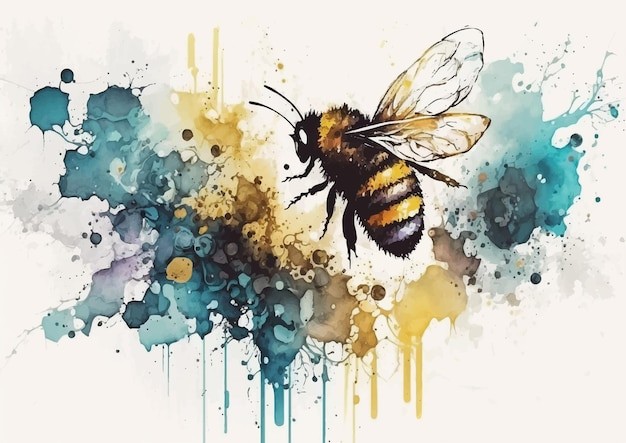 水彩风格蜜蜂艺术插画