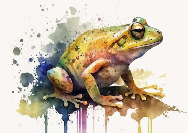 水彩风格青蛙艺术插画