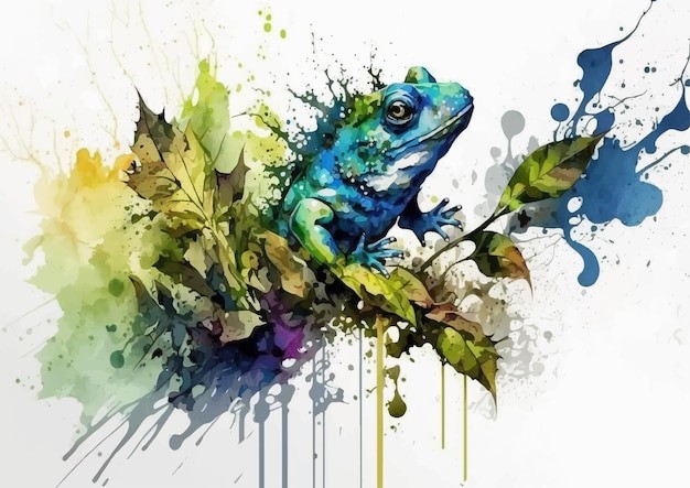 水彩风格青蛙艺术插画