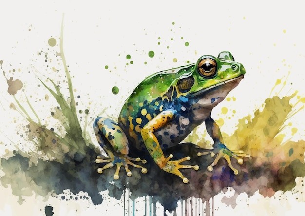 水彩风格青蛙艺术插画