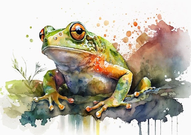 水彩风格青蛙艺术插画