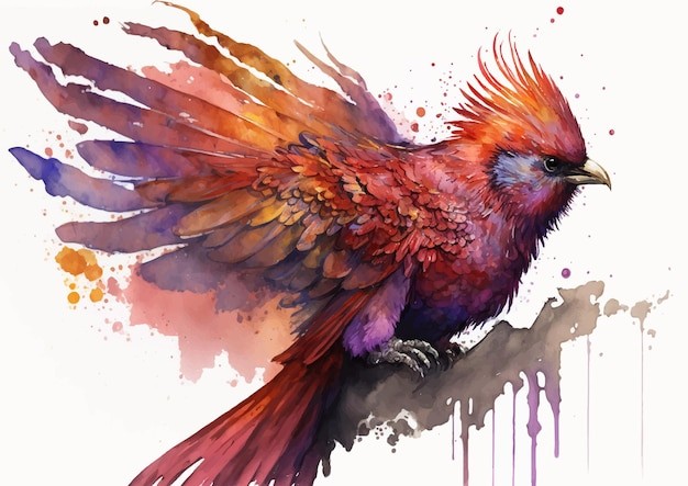 水彩风格鸟类艺术插画