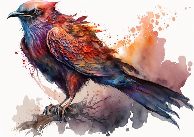 水彩风格鸟类艺术插画