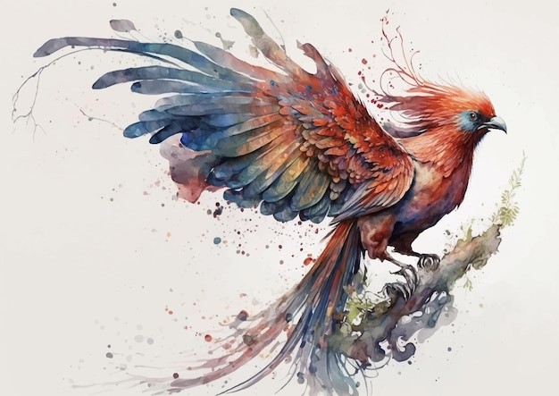 水彩风格鸟类艺术插画