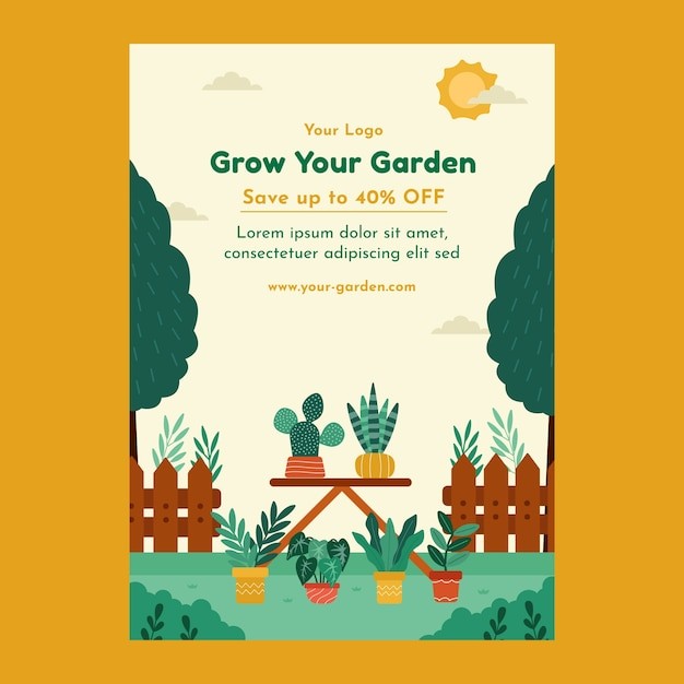 小清新植物花卉花店园艺植物园海报单页模板