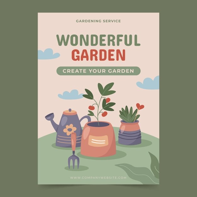 小清新植物花卉花店园艺植物园海报单页模板