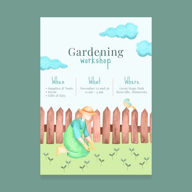 小清新植物花卉花店园艺植物园海报单页模板