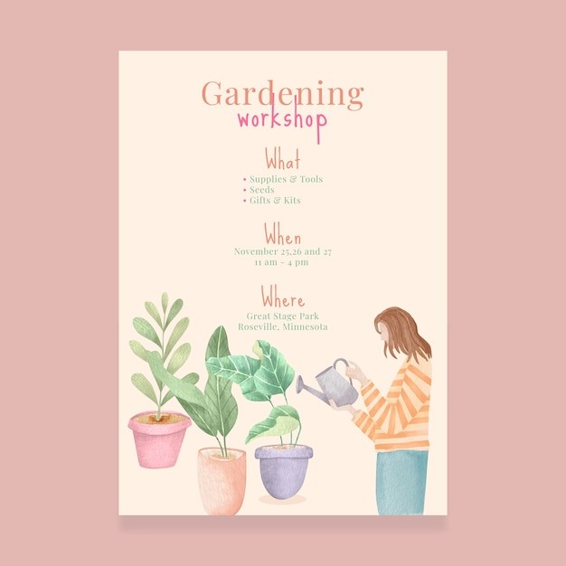 小清新植物花卉花店园艺植物园海报单页模板