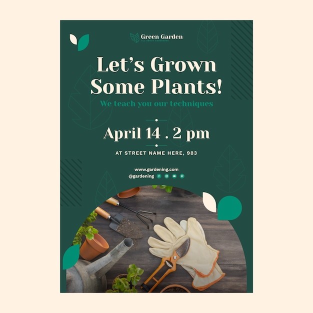 小清新植物花卉花店园艺植物园海报单页模板