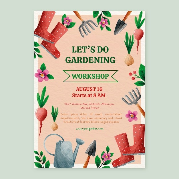 小清新植物花卉花店园艺植物园海报单页模板