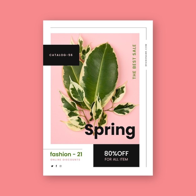 小清新植物花卉花店园艺植物园海报单页模板