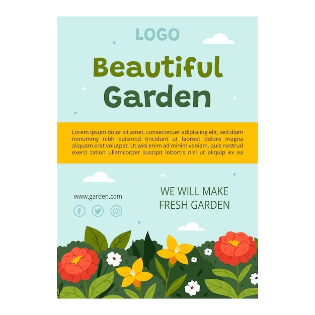 小清新植物花卉花店园艺植物园海报单页模板