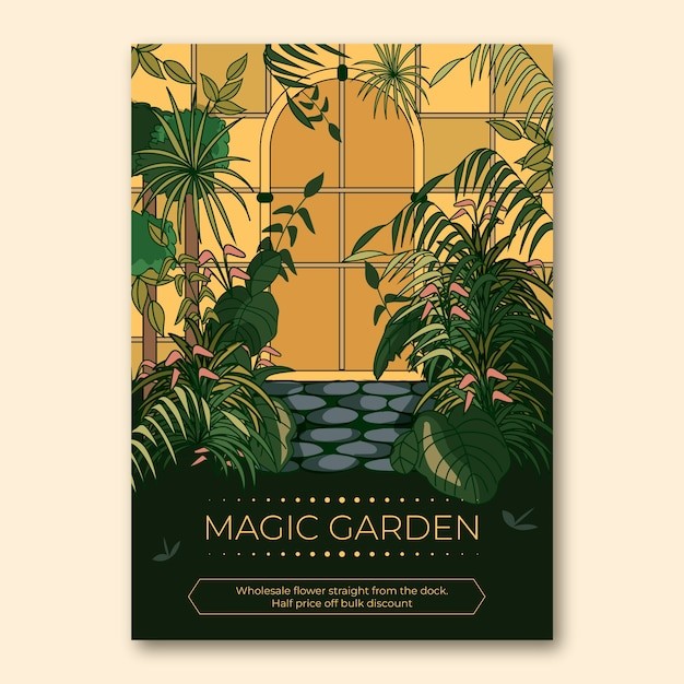 小清新植物花卉花店园艺植物园海报单页模板