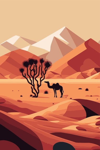 沙漠植物风景插画