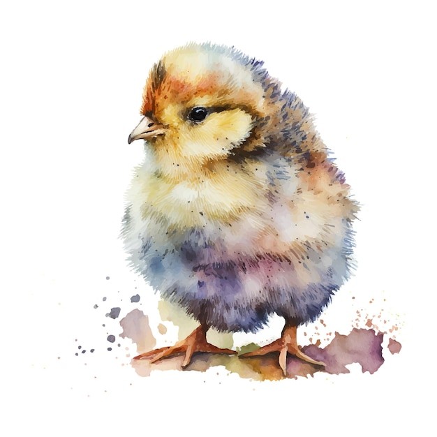 水彩风格小鸡插画
