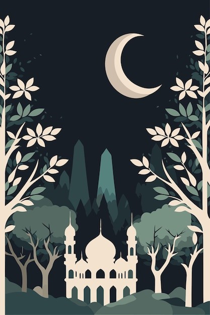 伊斯兰清真寺建筑场景插画