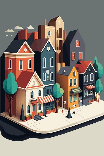 城市高楼景观场景建筑插画