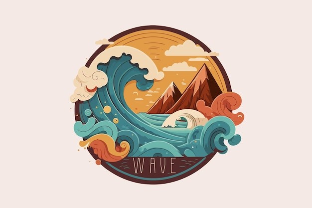 海浪波浪艺术插画图标