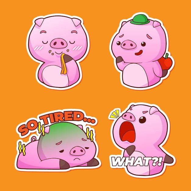 手绘动物小猪表情包