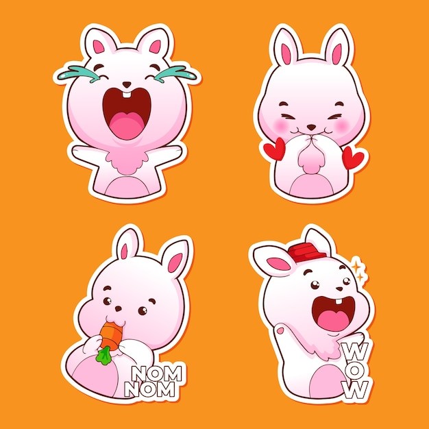 手绘动物兔子表情包