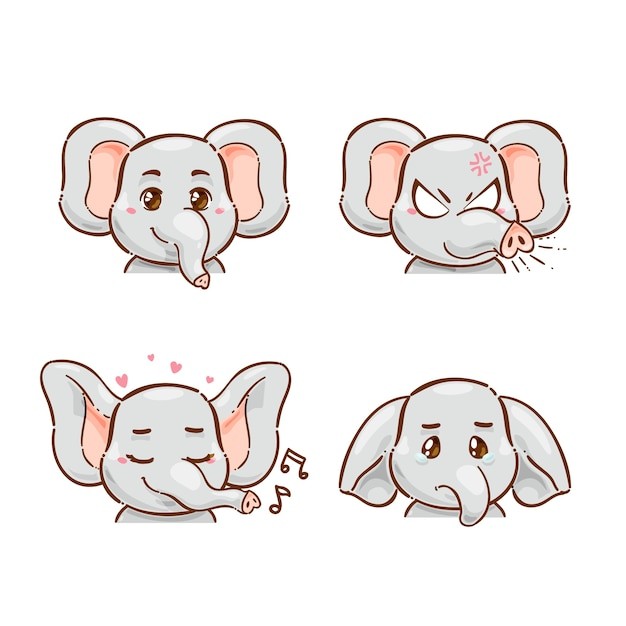 手绘动物大象表情包