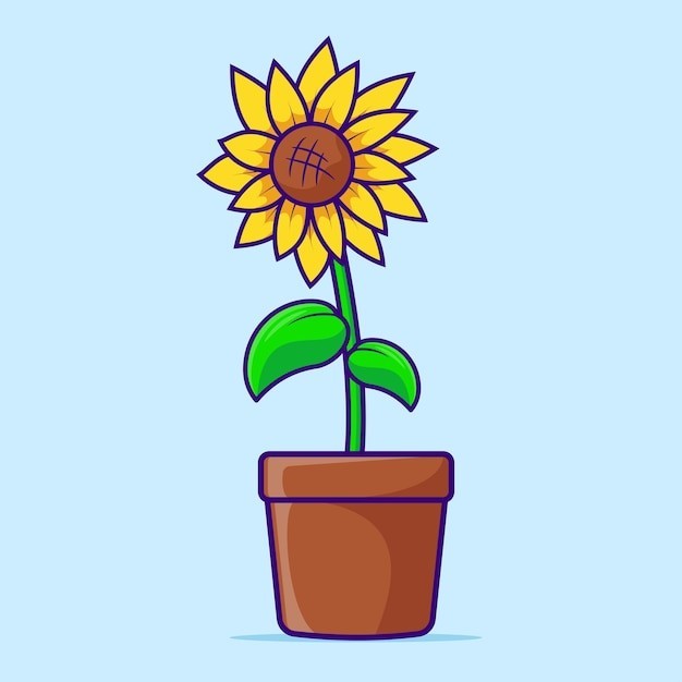向日葵盆栽插画