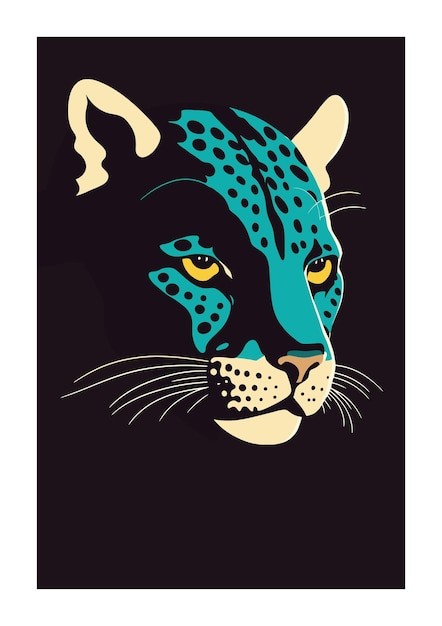 豹子黑豹动物插画