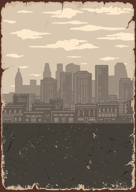 复古城市剪影插画
