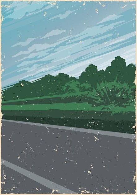 复古公路插画