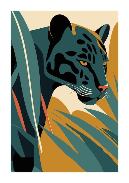 豹子黑豹动物插画
