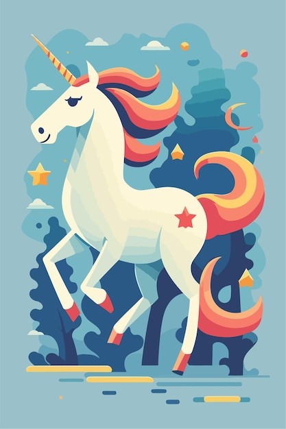 卡通独角兽插画