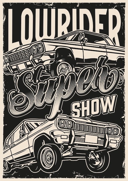 美式复古汽车插画海报线稿插画